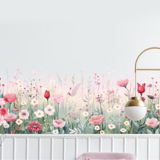 Flower Wall Decals Removable Peel And Stick Colorful Butterfly Floral Wall Decor for Girl's Room Bedroom Living Room