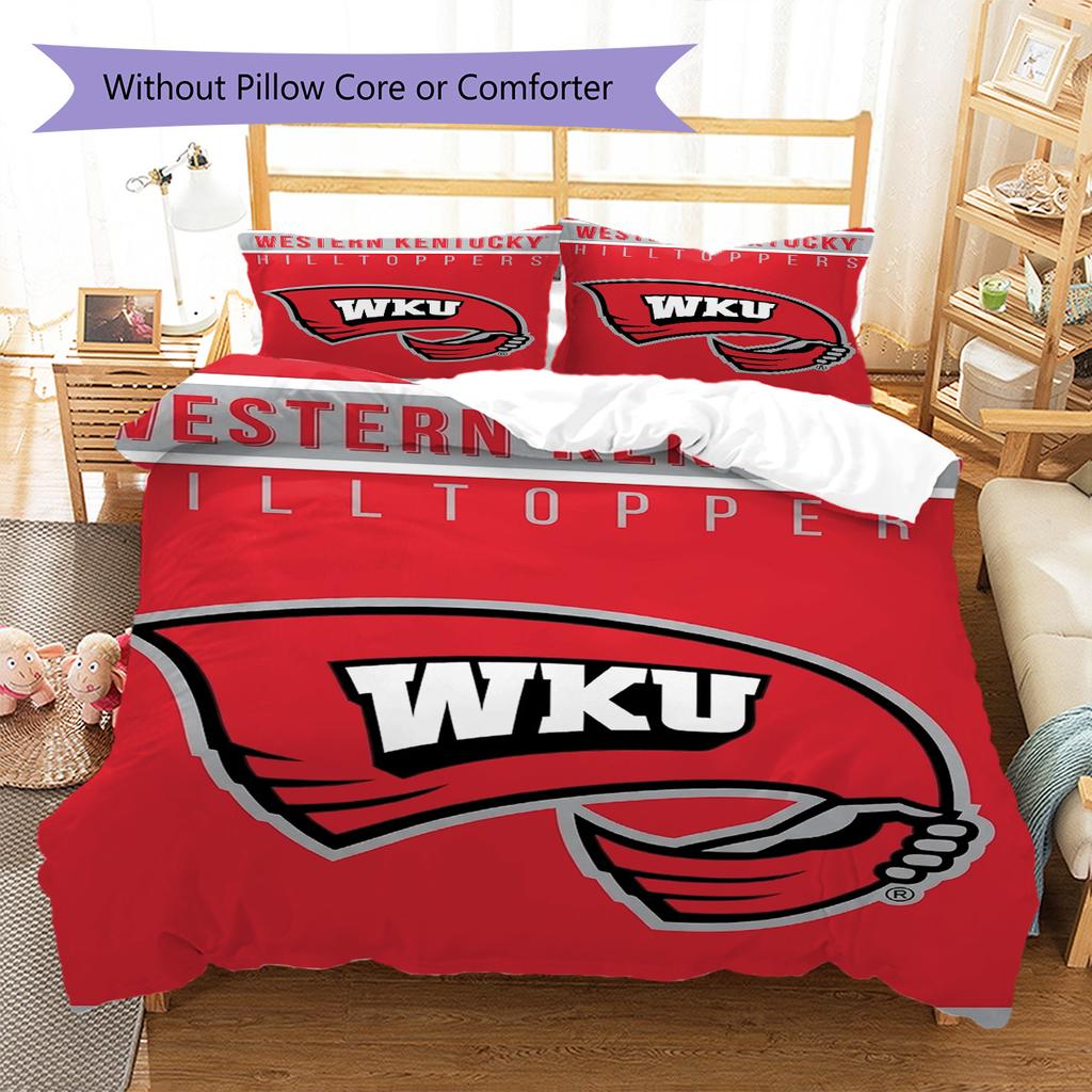 Western Kentucky Hilltoppers Pattern Bedding Set Quilt Cover Pillowcase Home Decor Gift (1 * Duvet Cover + 2 * Pillowcase, Without Core)