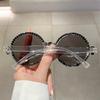 Lunettes de soleil rondes en diamant de marque de luxe pour femmes et hommes, lunettes de soleil vintage mode, lunettes Steampunk pour fête, montures squelette, protection UV400