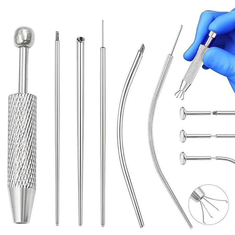 Practical Piercing Tool Set Stainless Steel Texture Suitable for Body Jewelry Insertion from 14G To 20G Safe Applicator
