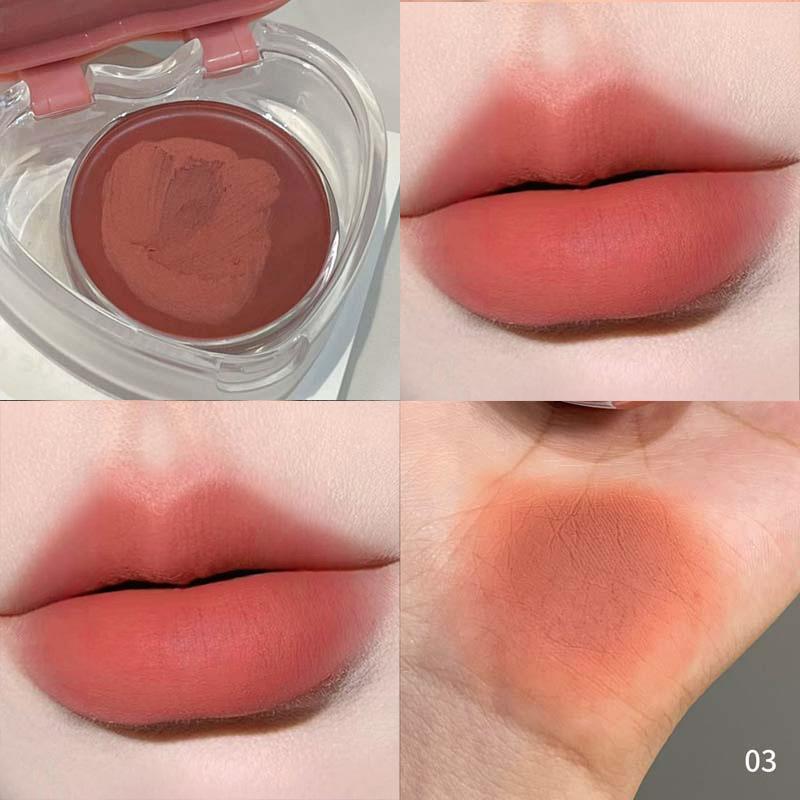 HERORANGE Aftermath Honey Lip and Cheek Mud Matte Soft Mist Dual-Use Lip Tint Cream Blush Long Lasting Velvet Makeup with Brush