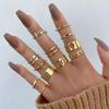 Gold Color Irregularly Rings Set For Women Vintage Heart Butterfly Pearl Geometric Hollow Ring New Fashion Party Jewelry Gifts