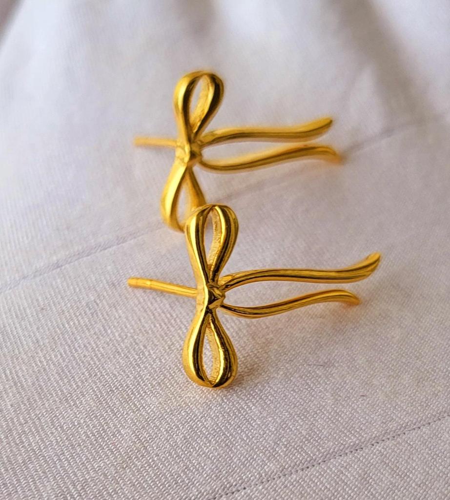 Boucles d'oreilles en argent sterling 925 plaqué or avec nœud naturel, cadeau pour elle A 69