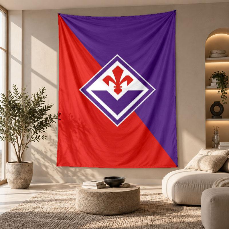 Arazzo Decorativo, Arte da Parete Stampata Fiorentina FC, Appeso da Parete Leggero per Sfondo Camera da Letto