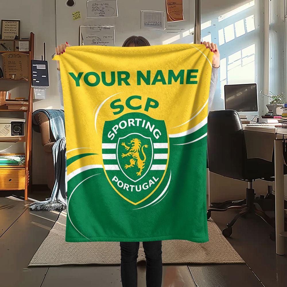 Custom Name,Sporting CP Printed Flannel Blanket, Soft Throw for Bedroom Sofa, Washable, Christmas Present, Great Gift.