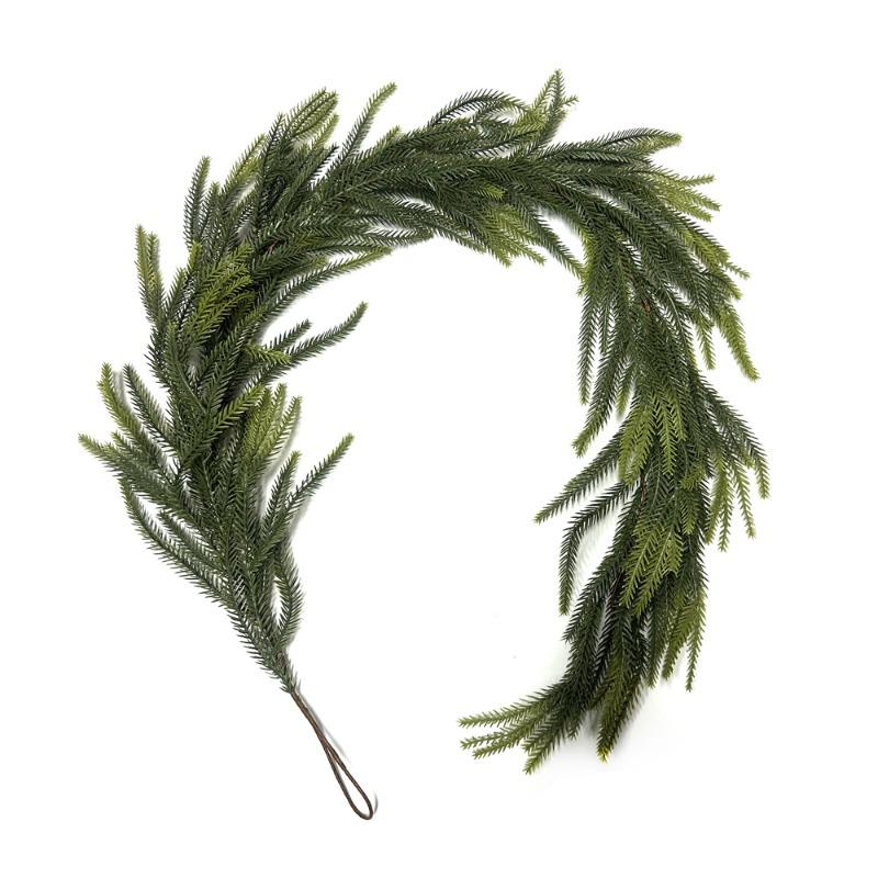 Artificial Soft Rubber Simulation Green Plant, Vine and Vine Home Christmas Door Hanging Pine Needle Decorative Pendant