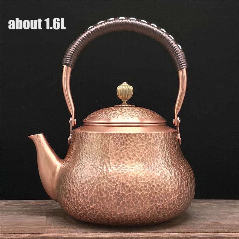 Handmade Hammer Strike Pattern Copper Teapot Thickened Uncoated Boiling Kettle