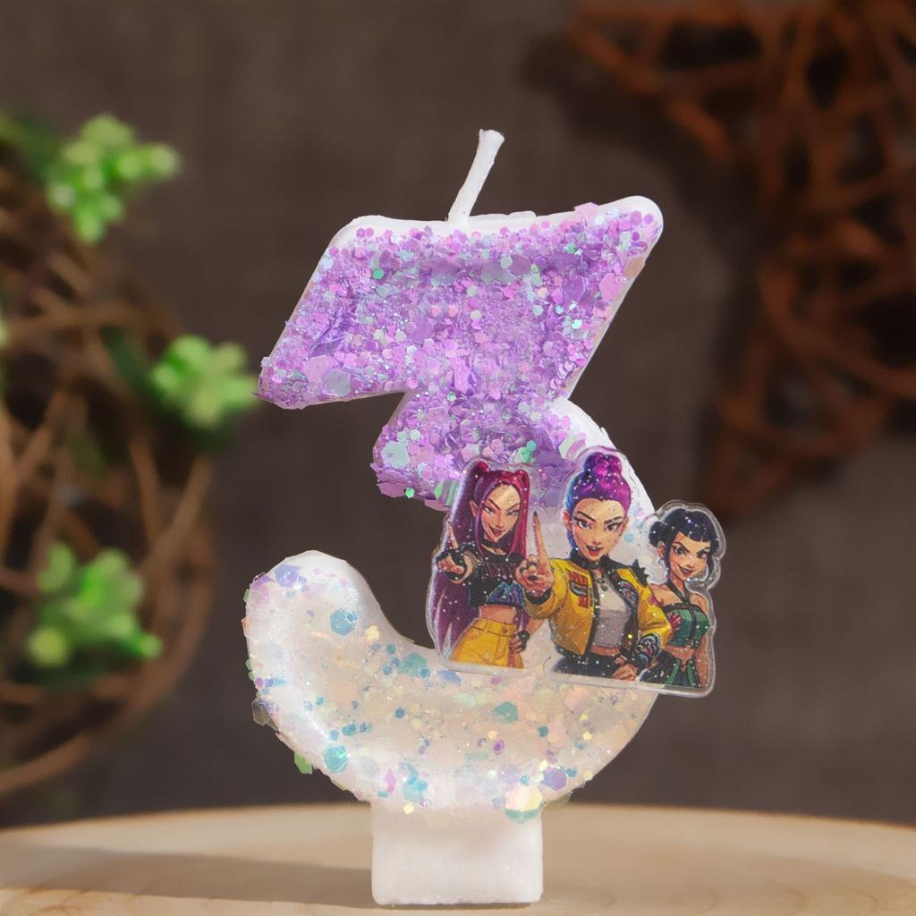 Kpop Demon Hunters Candle Number 0-9 Candle Cake Decoration Rumi Birthday Party for Kids Baby Shower Decoration Present