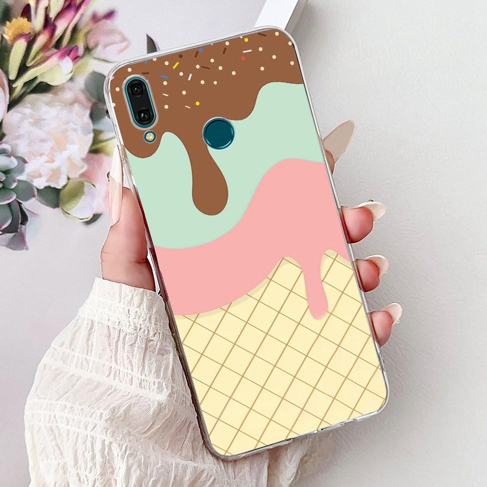Clear For Huawei Y9 2019 Case Cover Cute Fashion Flowers Funny Cool Painted Soft Phone Case For Huawei JKM-LX1 JKM-LX2 JKM-LX3