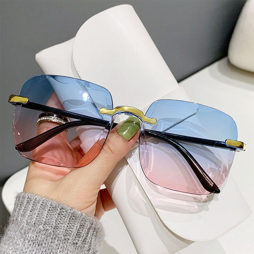 UV400 Gradient Sunglasses Vintage Women Shades Fashion Frameless Sun Glasses for Summer