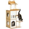MDF Cat Tree with Cat Scratching Post, 2 Cat Houses, Perches and Play Ball, 60x48x133 Cm