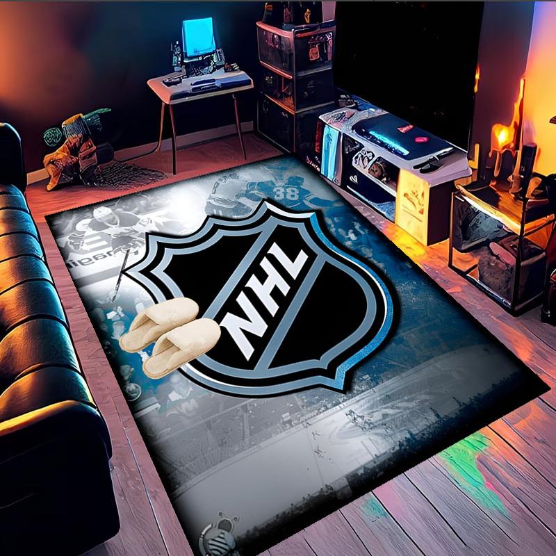 NHL Hockey League Embleem Vloerkleed Geschikt voor Binnen en Buiten, Tapijten voor Keukens, Huizen, Kantoren, Woonkamers, Woondecoratie, Kerstcadeau