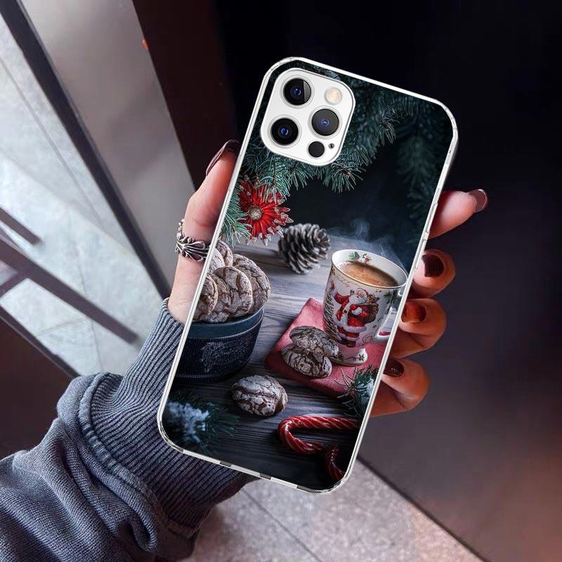 Winter Coffee Christmas Phone Case For iPhone 17 Air 16 15 Pro Max 14 Plus 13 Mini 12 11 Cover 7 8 SE Silicone Shell Print Funda