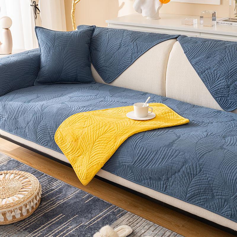 Nordic Simple Solid Color Sofa Cushion Four Seasons Pure Cotton Fabric Non-Slip Seat Cushion Winter Universal Modern Sofa Cover Towel