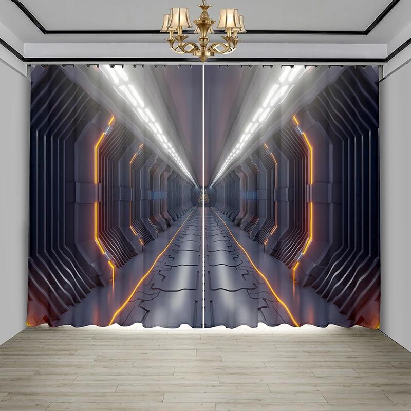 Nordic Ins Style Technology Sense Curtain Background Ktv Network Cafe Gaming Room Bedroom High Shading New Pattern Curtains Made Of Polyester Decor
