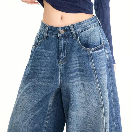 Women Barrel Jeans Casual Baggy Wide Leg Jeans High Waist Boyfriend Denim Pants Vintage Loose Stretchy Streetwear
