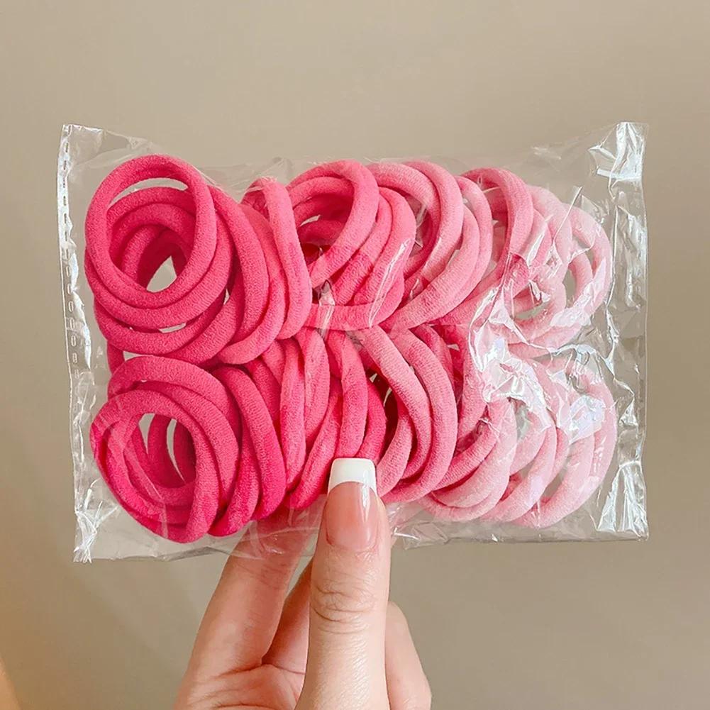 50Pcs/set Colorful Elastic Hair Band Leagues Ties Colets Scrunchies Springs Gum Accessories For Girl Women Pigtails No Damage