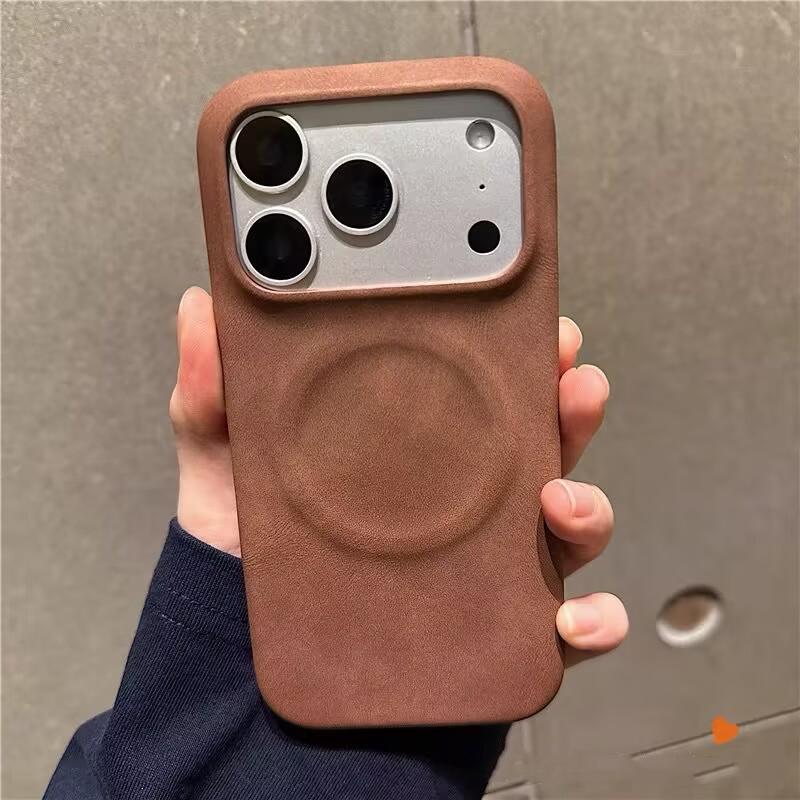 Étui de téléphone magnétique en cuir d'agneau à sensation de peau de luxe pour iPhone 17 Air 13 Mini 12 11 14 15 Plus 16 Pro Max XS XR X Housse Mate