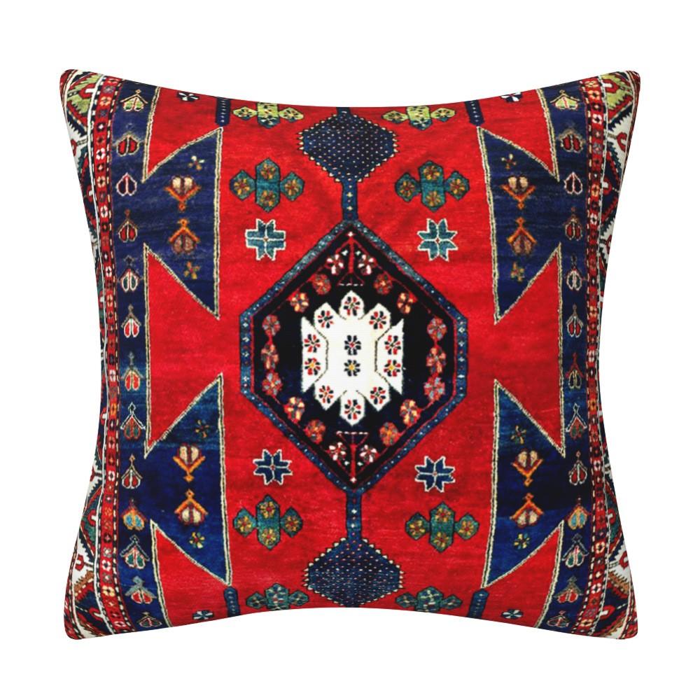 Turkish Rug Inspired Throw Pillow Case: Traditional Medallion Pattern In Rich Red & Navy Bohemian Home Decor Cushion Cover