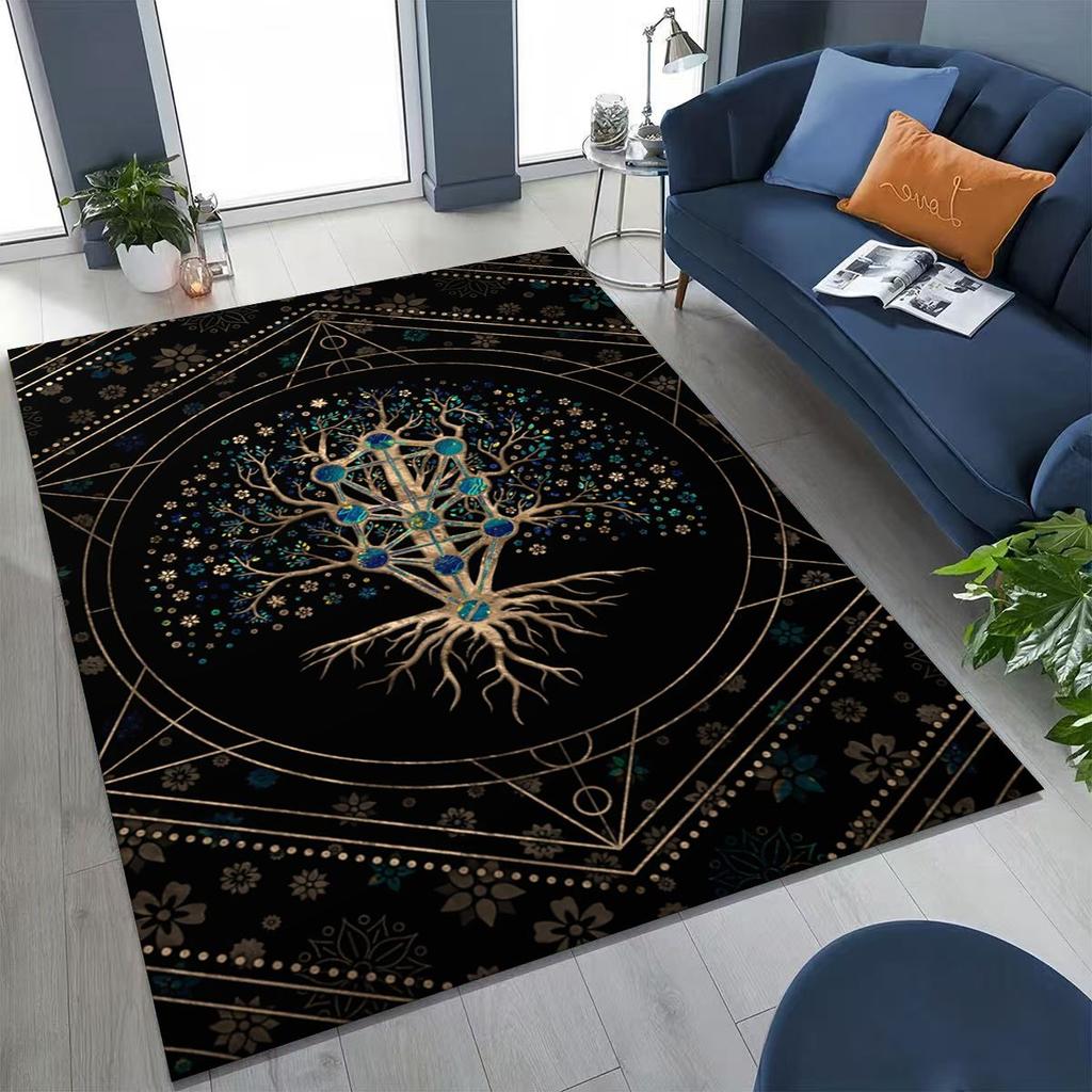 Nordic Tree of Life Symbol Totem Yggdrasil Rug for Bedroom Living Room Sofa Home Doormat Decor,kid Non-slip Floor Mat Gift
