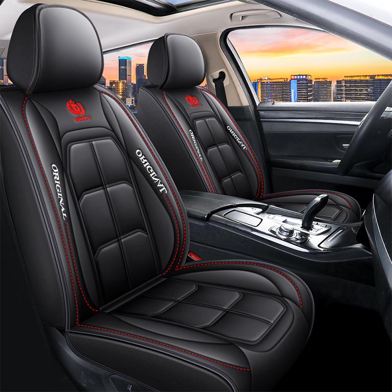 Nappa Leather Universal Car Seat Cover Set - 8-Piece, Full Wrap, All-Season Compatibility