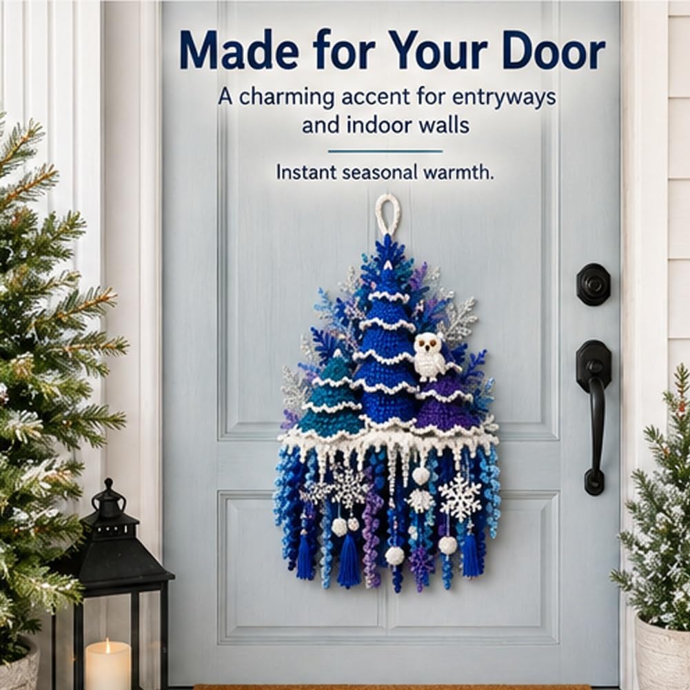 DIY Seasonal 3D Crochet Door Hanger Kit Collection, Handmade Wall Hanging Farmhouse Rustic Holiday Porch Decor, Beginners Craft Set, Make Snowman