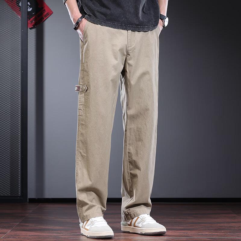 Jieleinuo Men's Pure Cotton Loose Straight-Leg Casual Trousers