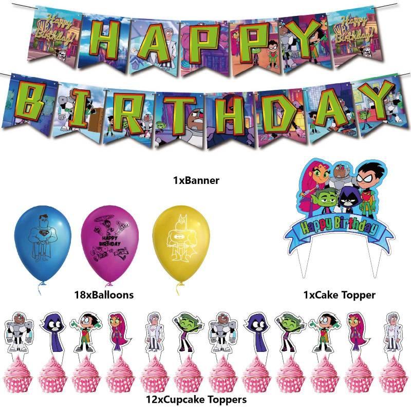 Buntes Teen Titans Go Party Deko Set Sichere Umweltfreundliche Materialien Hochwertiges Papier 32 Stück