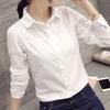 Women's Long Sleeve White Cotton Lapel Shirt - 2025 Spring Layered Style