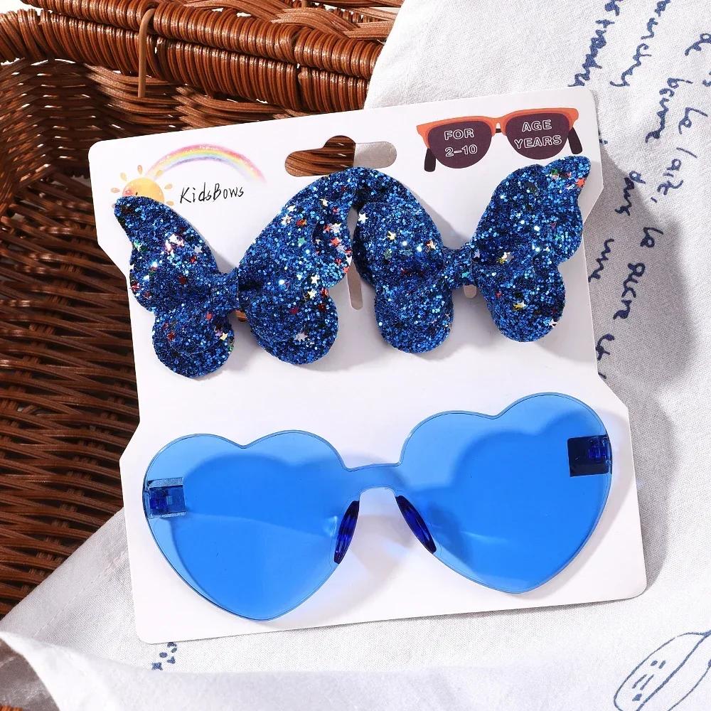 Bellissima Fermaglio per Capelli Farfalla Scintillante Set Accessori per Capelli Occhiali Moda Pois Set di Fermagli per Capelli per Bambini Occhiali Amore Copricapo per Ragazze