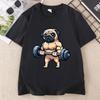 Pug Bodybuilding Weightlifting T Shirt Kawaii Cute Graphic T Shirts Casual Round Neck Printed Short Sleeve Tees Clothes