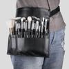 Multifunktionale Kosmetiktasche mit großem Fassungsvermögen aus schwarzem PU, Bauchtasche, Make-up-Pinsel-Tasche mit Gürtel für professionelle Maskenbildner