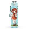 1PC Red Dress Girl Bamboo Plant Background Pattern 750ml Plastic Sports Water Bottle Leakproof Flip Straw Lid Suitable for Sports Office Home Use