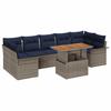 Garden Sofa Set with Cushions 8 Pcs Grey and Navy Blue Poly Rattan
