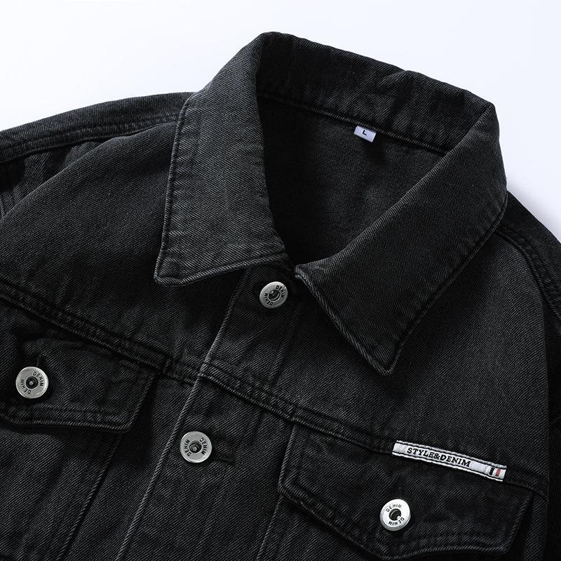Tooling Denim Jacket Men's Spring and Autumn American Retro Loose Spring Denim Jacket Couple Lapel Jacket