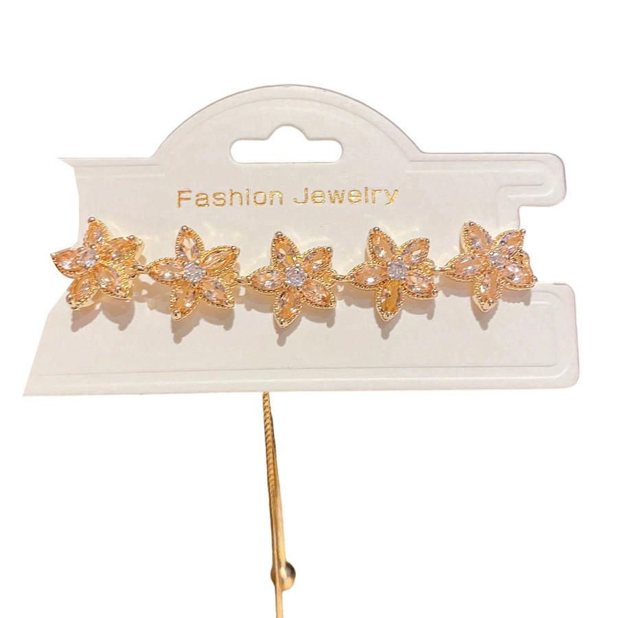 Vintage Floral Zircon Stone Jewelry Bracelet With Gold Finish For Gift Giving