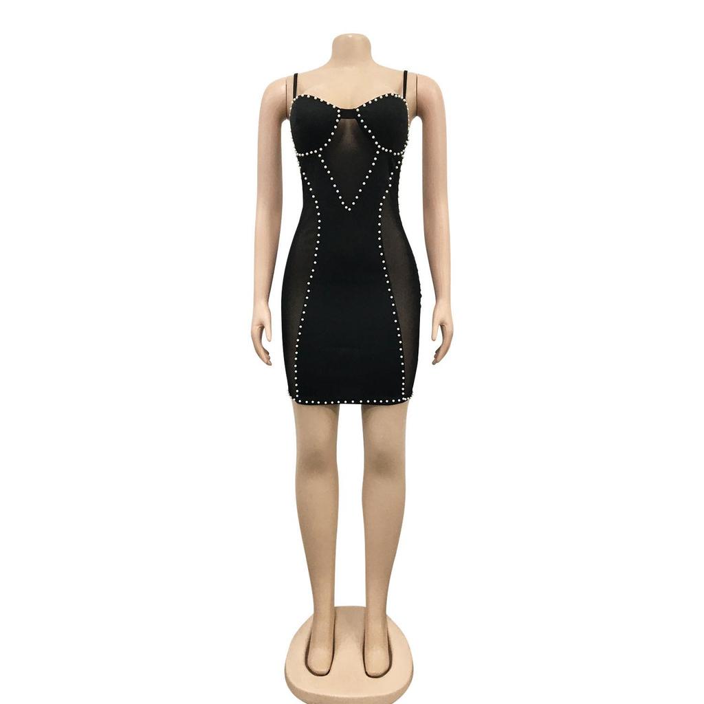 Vestido Bodycon de Malha com Alças Finas Moda Europeia-Americana X5047
