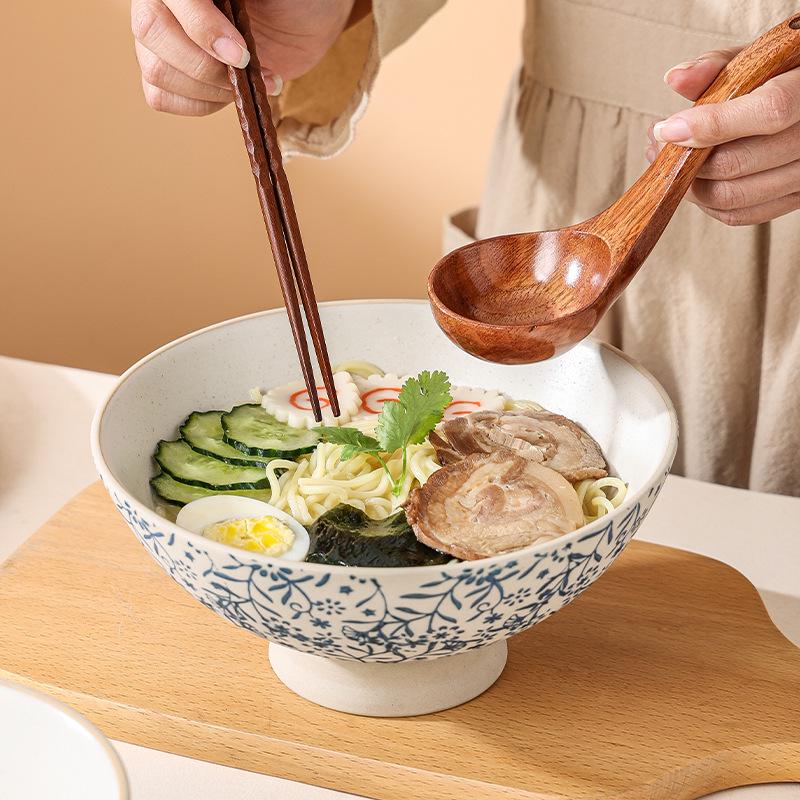 High-Value Japanese Retro Ceramic Ramen Bowl - Large Household Soup & Noodle Bowl