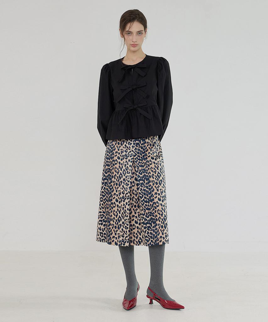 Kwinseulaebis Soft Pleats Midi Skirt_Leopard