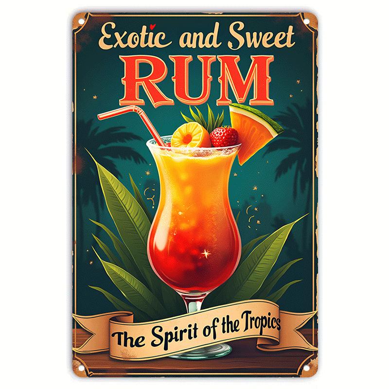 Fruit Juice Tin Sign Tiki Cocktails Coffee Whisky Tinplate Poster Classic Wall Plaque Signs Cafe Bar Billboard Art Decor Plates