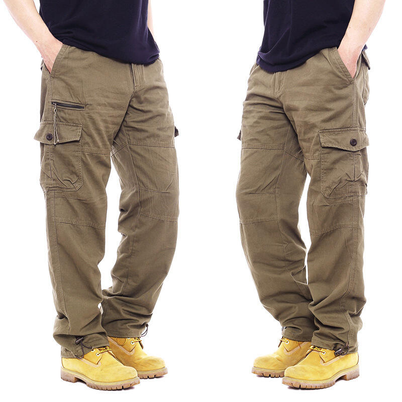 Men Casual Cargo Pants Spring Men Large Size Multi-Ket Work Trousers Male Loose Straight Tactical Long Pants