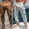 Mens Overalls Loose Joggers Cargo Pants Sweatpants Active Sports Trousers Drawstring Multi Pocket Fleece Warm Men's Casual Pants