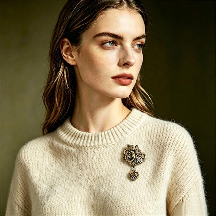 Unique Steampunk Inspired Wing Gear Brooch Alloy Metal Pin Steampunk Costume Jewelry For Gothic Lovers And Trendsetters