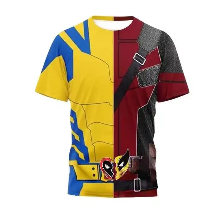 Camiseta de Verano para Hombre Deadpool Wolverine Camiseta de Disfraz Para Hombres Manga Corta Uniforme de Entrenamiento de Superhéroe Chándal Top para Mujer