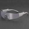 1 Pair Of Women'S Fashionable Flat Top Glasses - Futuristic Mirror Shield Fashion Glasses Suitable For Parties Music Festivals