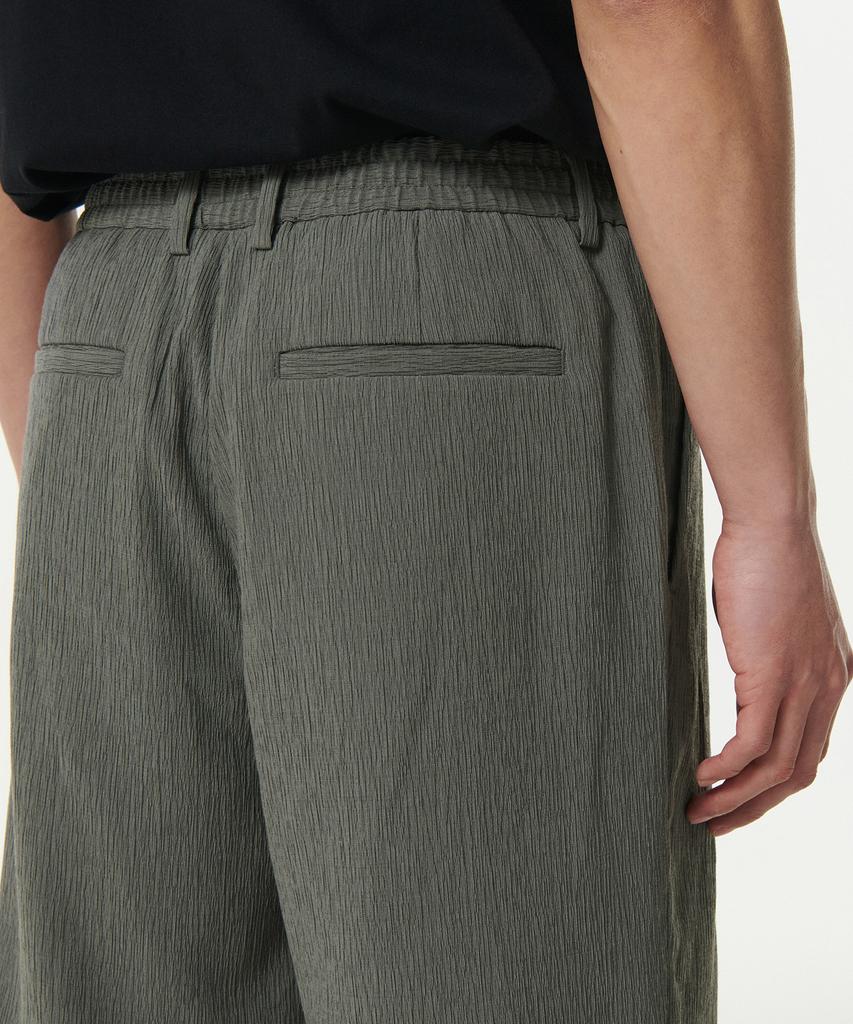 Musinsa Standard Crinkle One-Pleat Wide Elastic Pants [Khaki Gray]
