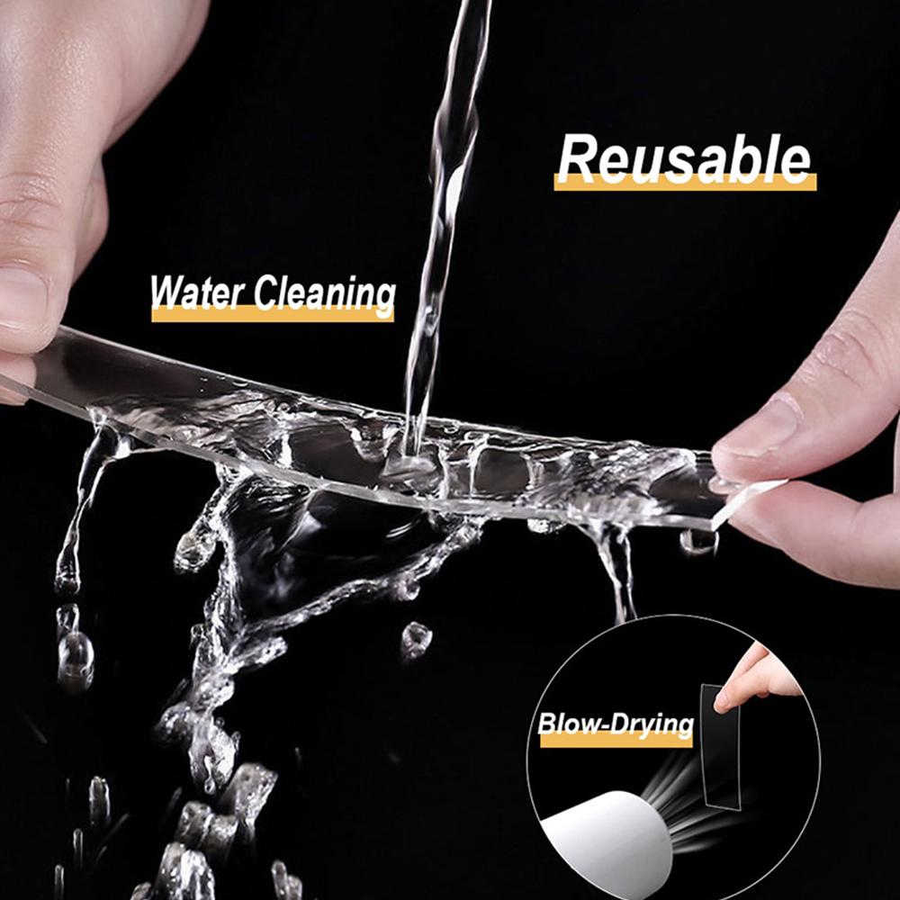 1PCS Doppelseitiges Klebeband Transparent NoTrace Wiederverwendbare Wasserdichte Klebeband Reinigbar Hause