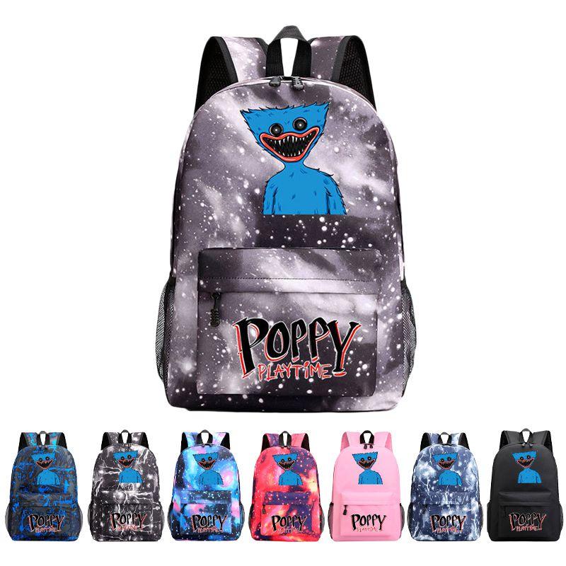 Poppy Playtime Huggy Wuggy Cartoon Pattern School Backpack Unisex Travel Bag With Adjustable Padded Straps