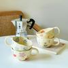 Hand Pinched Irregular Flower Ceramic Mugs Coffee Cups Milk Tea Cup Ins Korean Style Oatmeal Breakfast Mug Drinkware Kitchen Cup