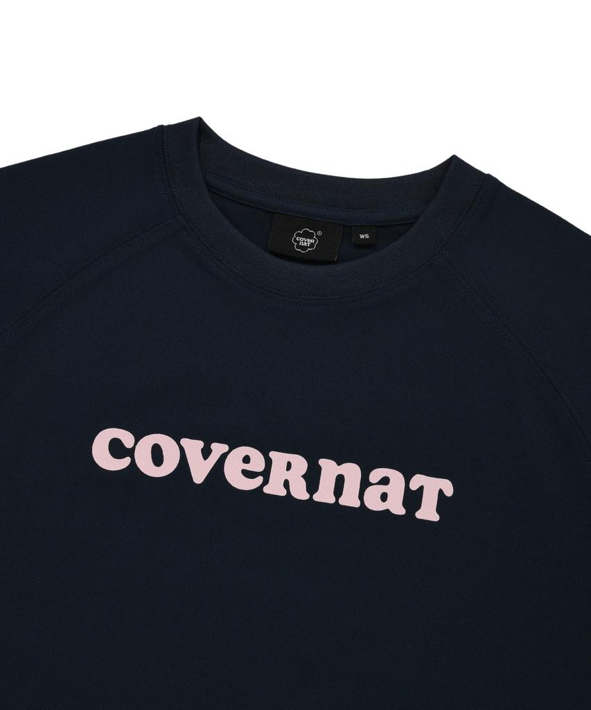 COVERNAT WOMAN Cooper Logo Ice Crop T-Shirt Navy